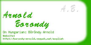 arnold borondy business card