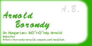 arnold borondy business card